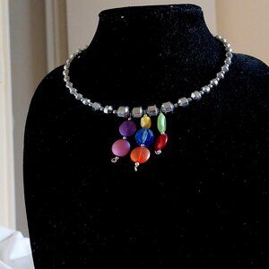 Choker style necklace made from glass and hematite beads